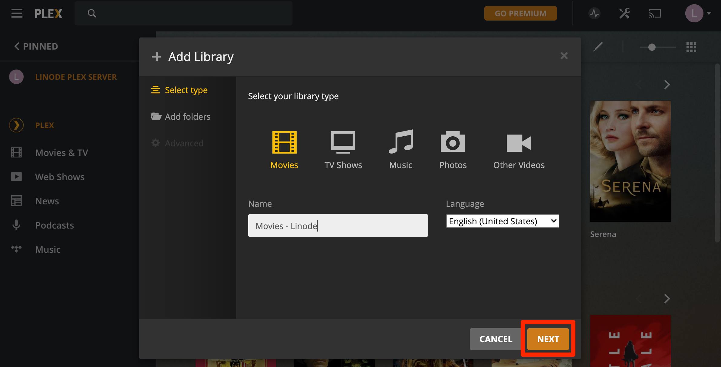 Set Media Library Type, Name, and Language. Set Media Library Type, Name, and Language